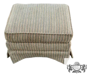 Vintage Ethan Allen Skirted & Pleated Bottom Ottoman W/Herringbone Fabric