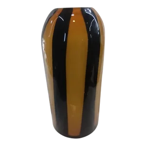 Vintage Murano Style Dark Brown and Amber Tiger Stripped Vase