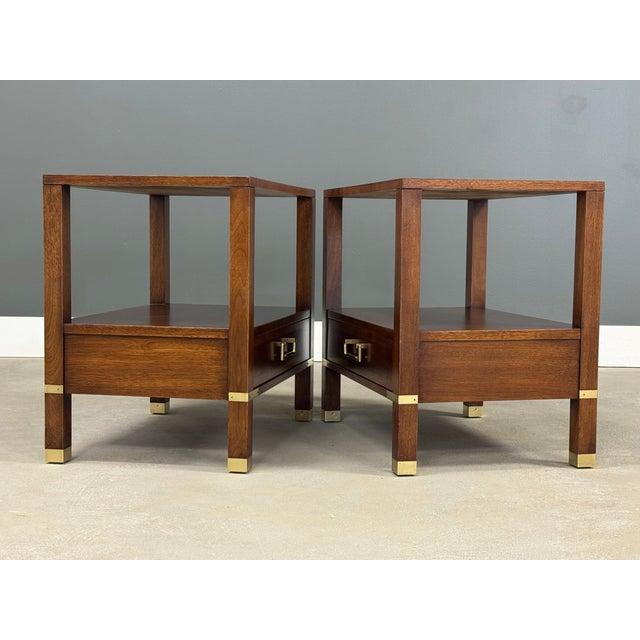 Mid-Century Modern Refinished Walnut Nightstands by Sligh Baker - A Pair For Sale - Image 3 of 10