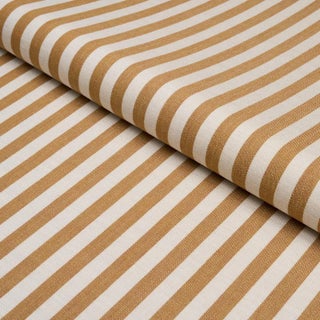 Schumacher Hanson Indoor/Outdoor Stripe Narrow Fabric In Marigold For Sale