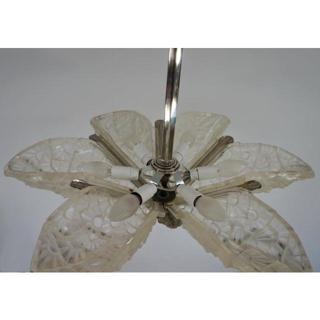 French Art Deco Chandelier by Francis Hubens & Degue 1930 France For Sale - Image 11 of 13