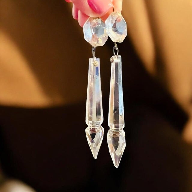 Metal Art Deco Wedding Cake Chandelier Crystal 5 Tier Flush Mount Prism, 1920s For Sale - Image 7 of 12