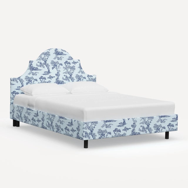 Textile Red from Scalamandre crafted by Cloth & Company Geneva King Platform Bed, Blue Toile For Sale - Image 7 of 7