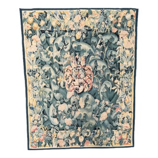 Vintage European Coat of Arms Botanical Tapestry For Sale