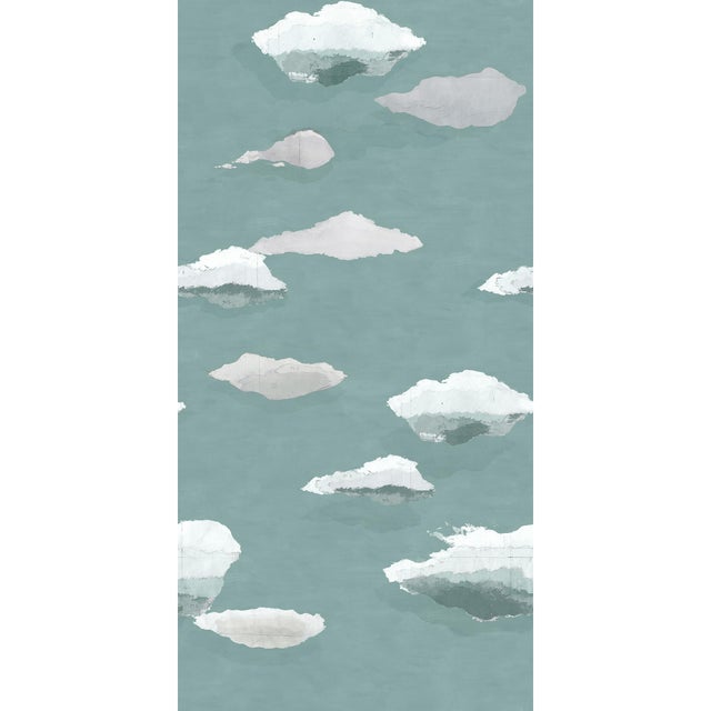 Les Nuages Wallpaper by Paule Marrot in Green For Sale