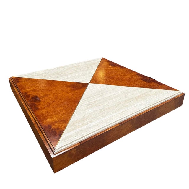 Mid Century Italian Wood and Marble Square Coffee Table 1970s Chairish