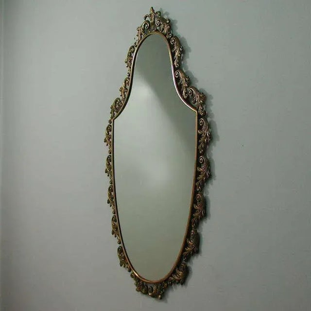 Silver Mid-Century Italian Neoclassical Bronze Wall Mirror, 1950s For Sale - Image 8 of 10