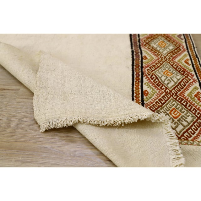 1970s Scandinavian Cream Ethnic Kilim Rug For Sale - Image 12 of 13
