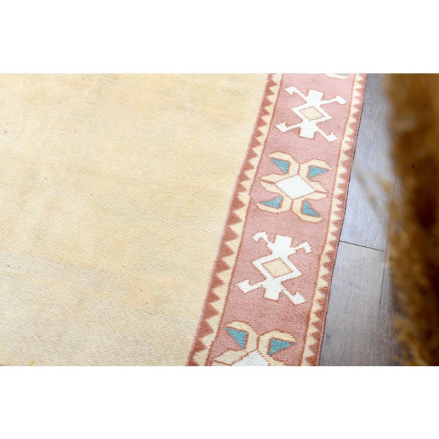 Textile 1970s Vintage Turkish Handmade Wool Cotton Pink Beige Area Rug For Sale - Image 7 of 11