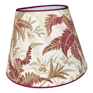 Red and Green Fern Botanical Print Lampshade For Sale