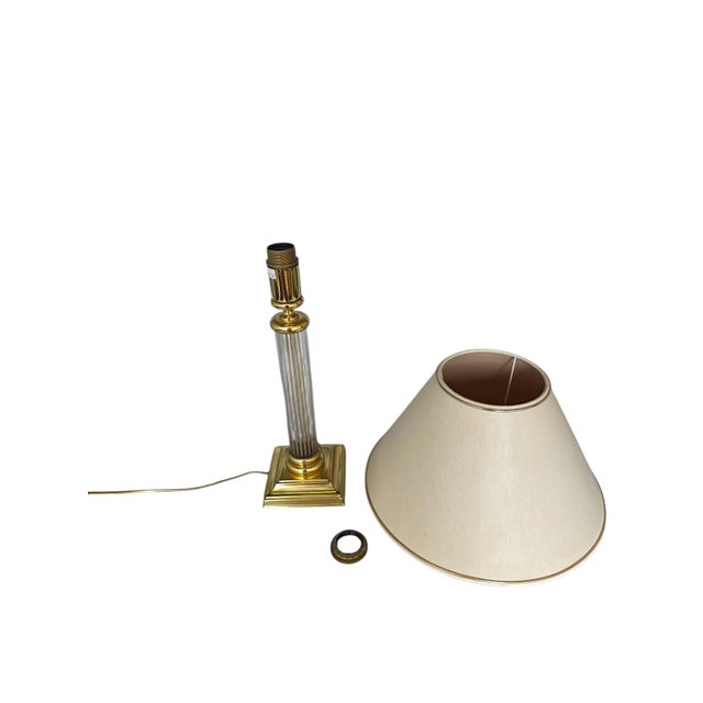 1970s Table Lamp in Glass and Brass from Le Dauphin, France, 1970s For Sale - Image 5 of 13