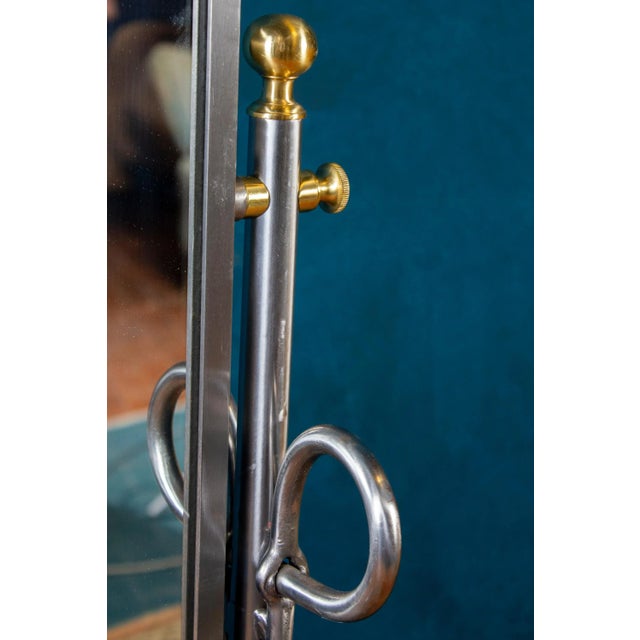 Italian Steel Psyche Mirror by Alberto Orlandi, 1970s For Sale - Image 6 of 14