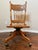 Antique h.w. Hull & Sons Quarter-Sawn Oak Swivel Desk Chair on Original Brass Casters For Sale - Image 10 of 12