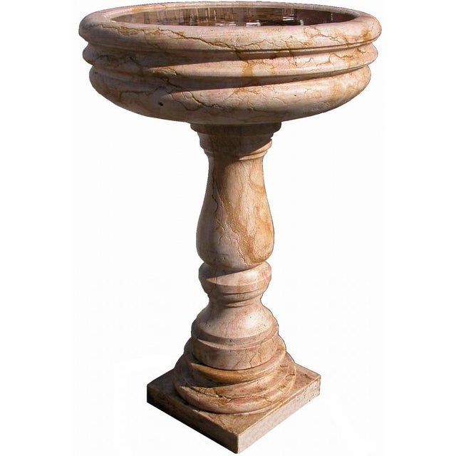 Freestanding Holy Water Font in Giallo Reale Marble – 21st Century A beautiful holy water font crafted from Giallo Reale...