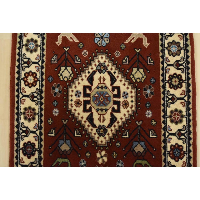 Red Fine Kashmar Runner 1’10” X 10’1” Red Wool Traditional Hand-Knotted Rug For Sale - Image 8 of 15