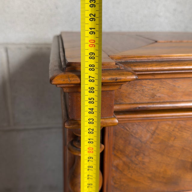 Wooden Bedside Table with Turned Columns, Drawer and Door, 1900s For Sale - Image 9 of 10