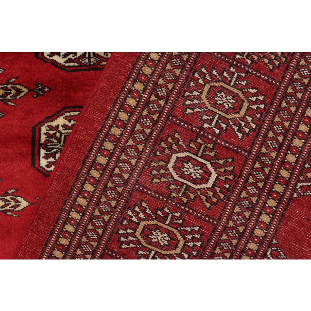 Rustic Bokhara Red Beige Hand Knotted Rug For Sale In New York - Image 6 of 9