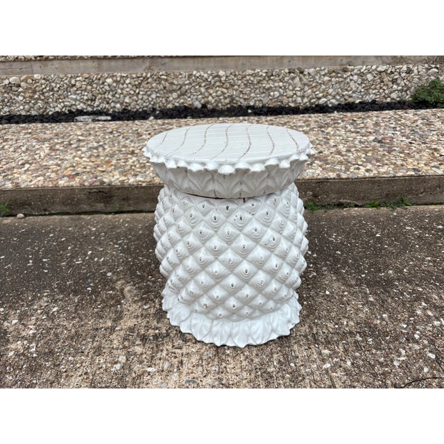 1970s Italian Glazed Terracotta Pineapple Garden Seat or Table For Sale - Image 11 of 12