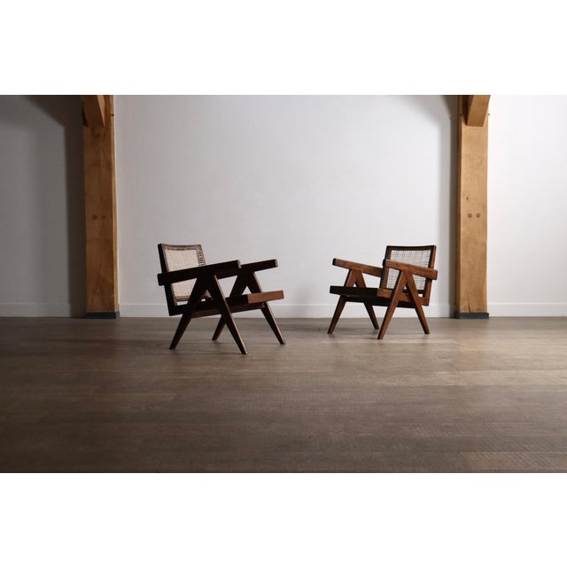 Lounge Chairs PJ-SI-29-A in Teak and Cane by Pierre Jeanneret, 1950s Set of 2 For Sale - Image 15 of 18