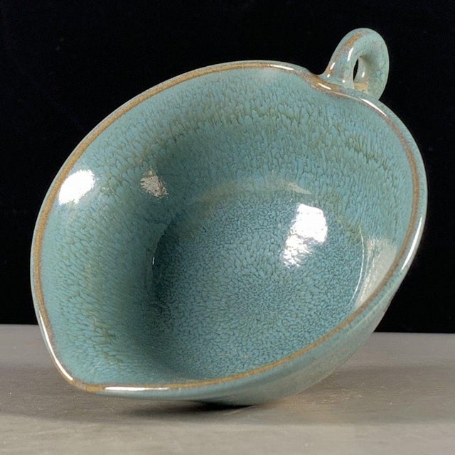 Chinese Turquoise Glazed Porcelain Pouring Bowl With Handle For Sale - Image 4 of 9