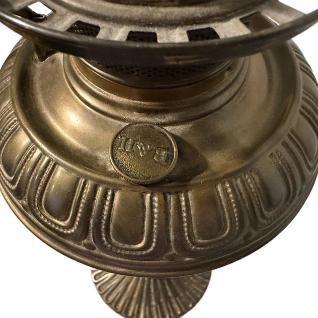 Green Antique Late 19th Century Bradley Hubbard Hand Painted Opaline Converted Oil Lamp For Sale - Image 8 of 10