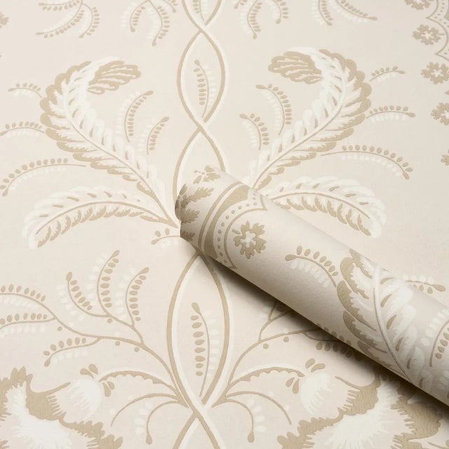 Schumacher SAMPLE - Schumacher Bell Flowers Wallpaper In Neutral For Sale - Image 4 of 6