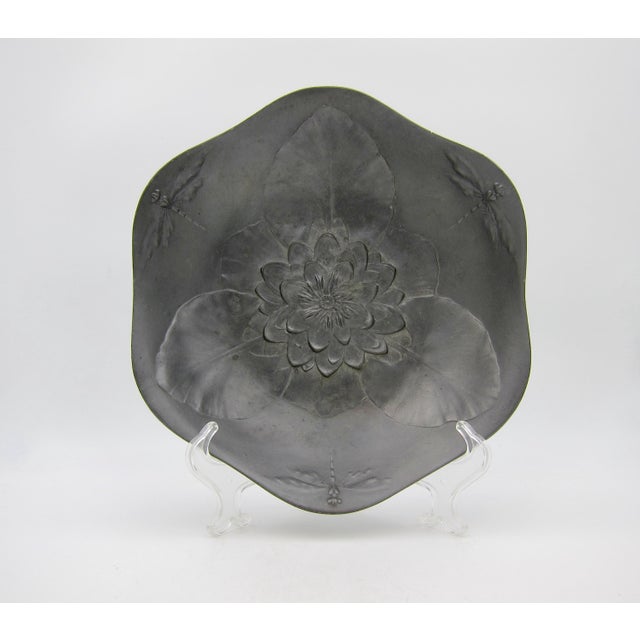 A handsome antique Kayserzinn pewter bowl from J. P. Kayser & Sohn AG of Krefeld, Germany, dating circa 1900. The...