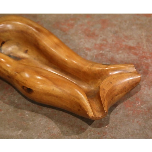 Brown Mid-Century French Carved Walnut Tree Root Centerpiece Bowl Signed Delaporte For Sale - Image 8 of 10