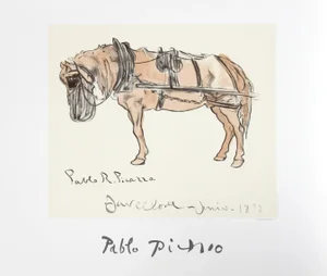 1980s "Cheval Attele" Lithograph After Pablo Picasso