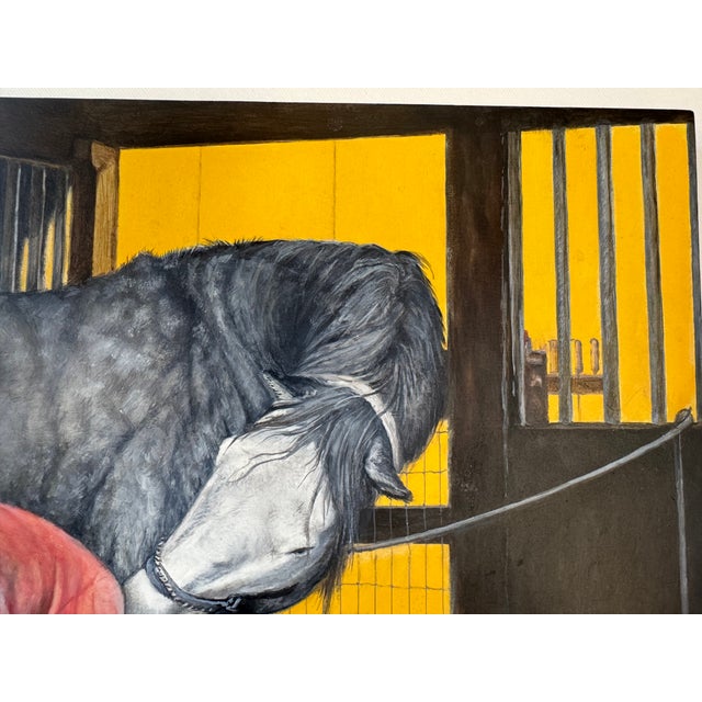 2010s Original Oil Painting of Irish Draught Horse in Stable by Jan Gordon Brown, 2014 For Sale - Image 5 of 12