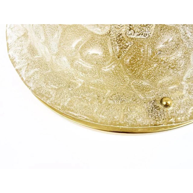 Metal Large Textured Bubble Glass and Brass Flush Mount, Germany, 1970s For Sale - Image 7 of 11