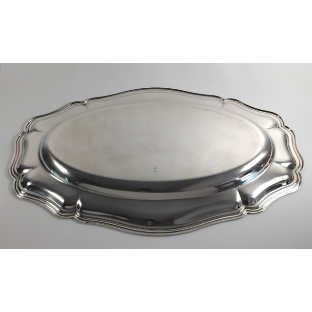 1950s Mid-Century French Christofle-Gallia Scalloped Silver-Plated Serving Platter (1940s-1950s) For Sale - Image 5 of 6