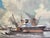Gray Mid 20th Century Large Steam Ship in Harbor Oil Painting on Canvas Signed H Peters, Framed For Sale - Image 8 of 11