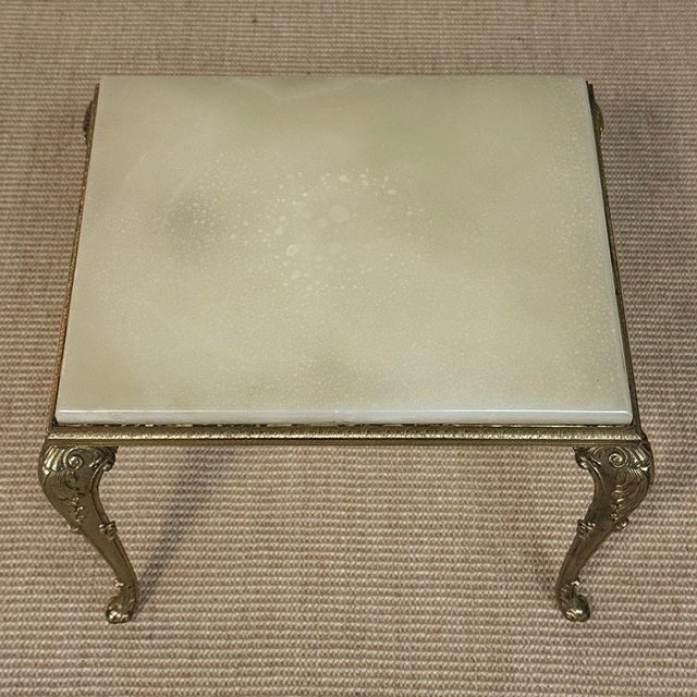 Set of Three Mid-Century French Louis XV Style Brass and Onyx Nesting Tables For Sale - Image 16 of 18