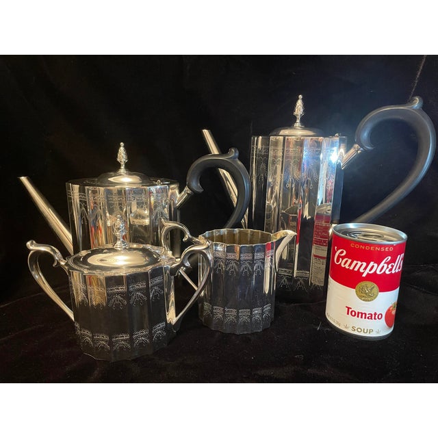 Neoclassical 1920s Tiffany & Company Paul Revere Fluted Panel Silverplate Tea Set For Sale - Image 3 of 12