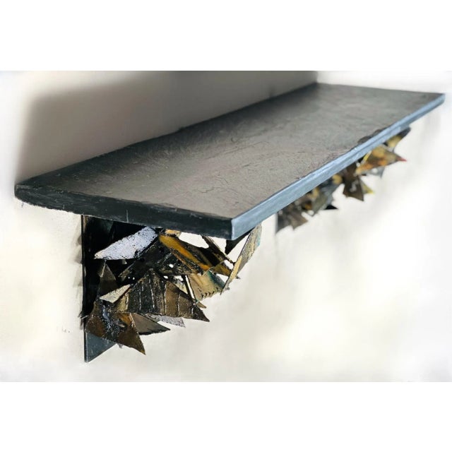 Mid-Century Modern Early Paul Evans Sculpted Steel Poly Chrome Wall Shelf Console Table, 1960 For Sale - Image 3 of 10
