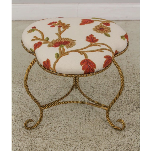 Age: Approx: 30 Years Old Details: Made In Italy Nice Rope Twist Scrolled Iron Base Gold Gilt Base Quality Crewel Work...