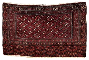 20th Century Red & Blu Geometric Caucasian Nomad Chuval Rug