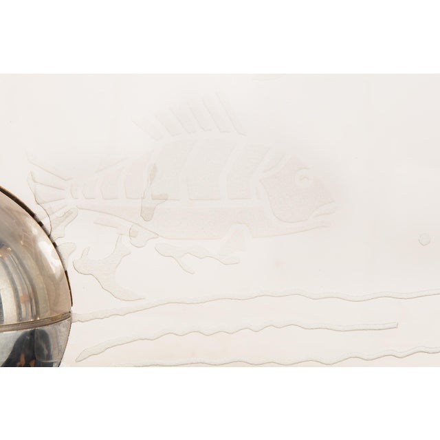 1930s French Art Deco Chrome and Etched Glass "Fish" Lumiere Table Light For Sale - Image 15 of 15