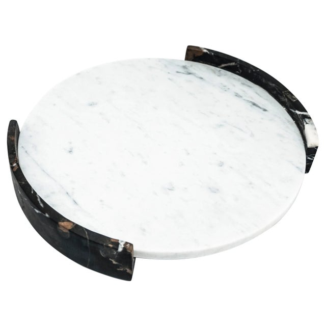 Not Yet Made - Made To Order Large Circular Triptych Tray in White Carrara Marble For Sale - Image 5 of 5