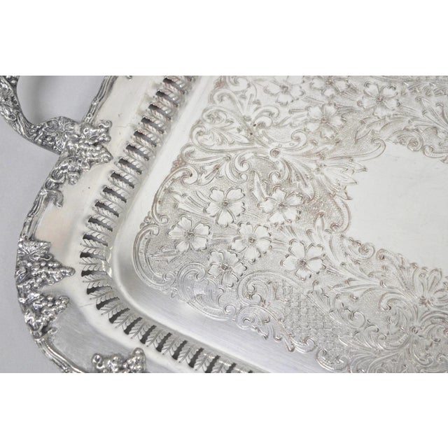 Silver Vintage Victorian Silver Plated Grapevine Bar Serving Platter Tray by Excelsior For Sale - Image 8 of 16