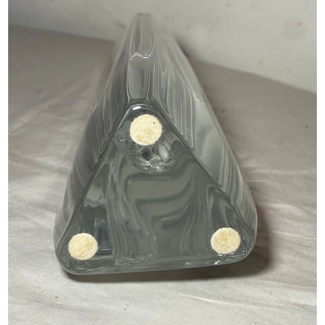 Tall Mint Condition Signed Baccarat Colorless Crystal Glass Triangular Vase For Sale - Image 15 of 15