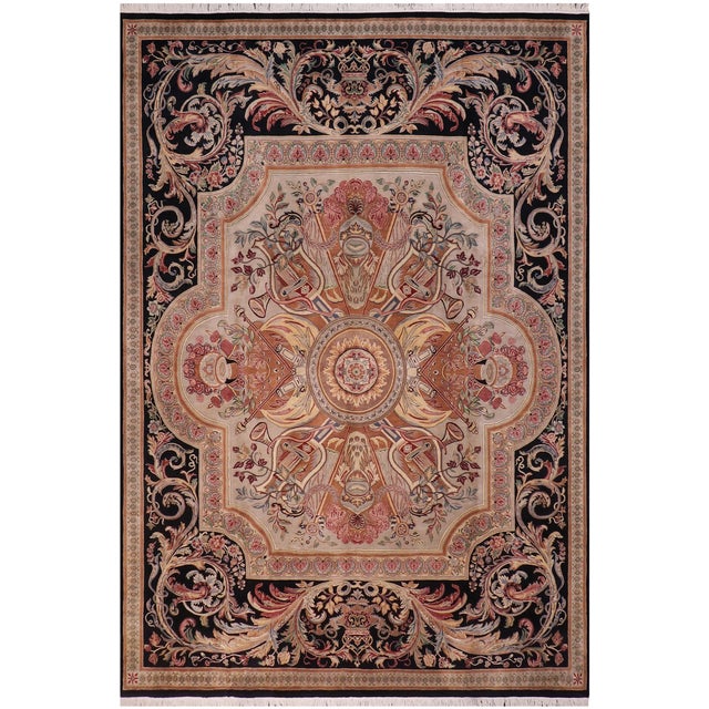 Art Nouveau Inspired 1990's Firdous Pak-Persian Gray/Black Wool Rug - 10'0'' X 13'9'' For Sale - Image 9 of 9