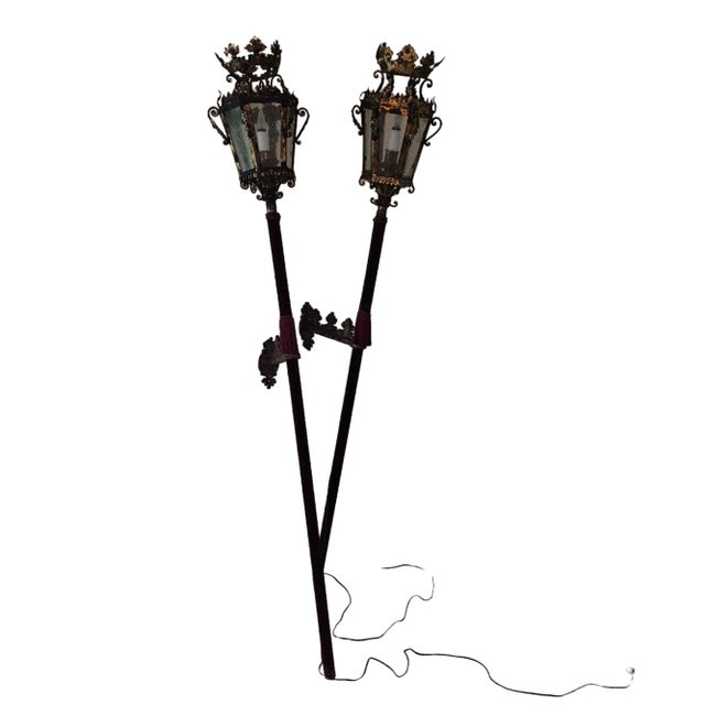 Gothic Antique Italian Venetian Pole Wall Lamps - a Pair For Sale - Image 3 of 12