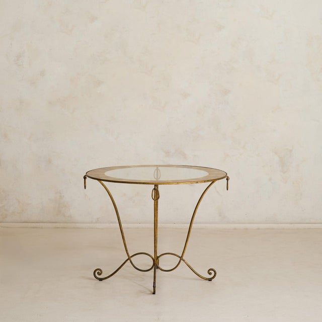 1940s French Gilt Iron Cocktail Table with Églomisé Glass Top, 1940s For Sale - Image 5 of 11