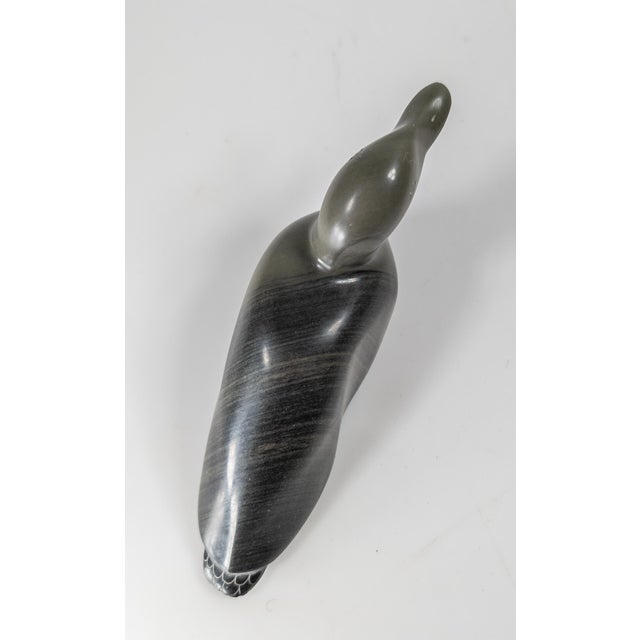Mid-Century Native American Indian Eskimo Inuit Soapstone Carving of a Duck For Sale - Image 11 of 14