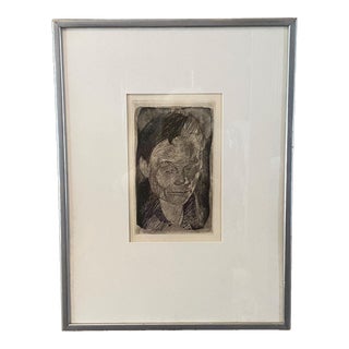 Kathe Kollwitz Signed 1905 Vintage Etching Restrike - "Frauenkopf" For Sale