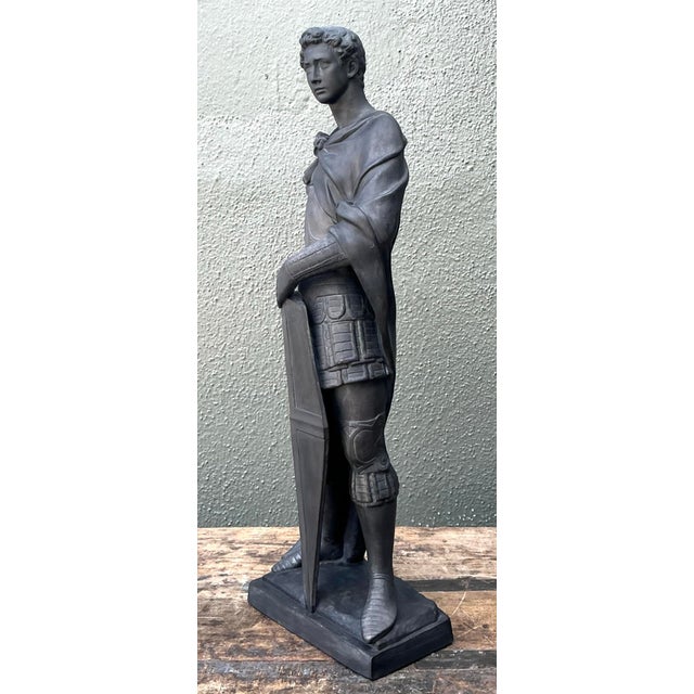 Charcoal Vintage Danish Saint George Terracotta Sculpture For Sale - Image 8 of 12