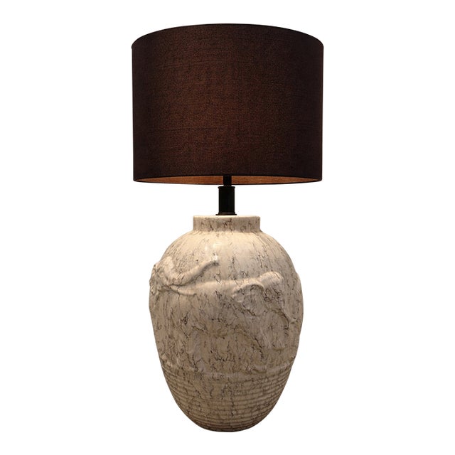 Large Marbleized Ceramic Elephant Table Lamp For Sale