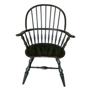Nichols & Stone Olive Green Maple Sack Back Arm Chair For Sale